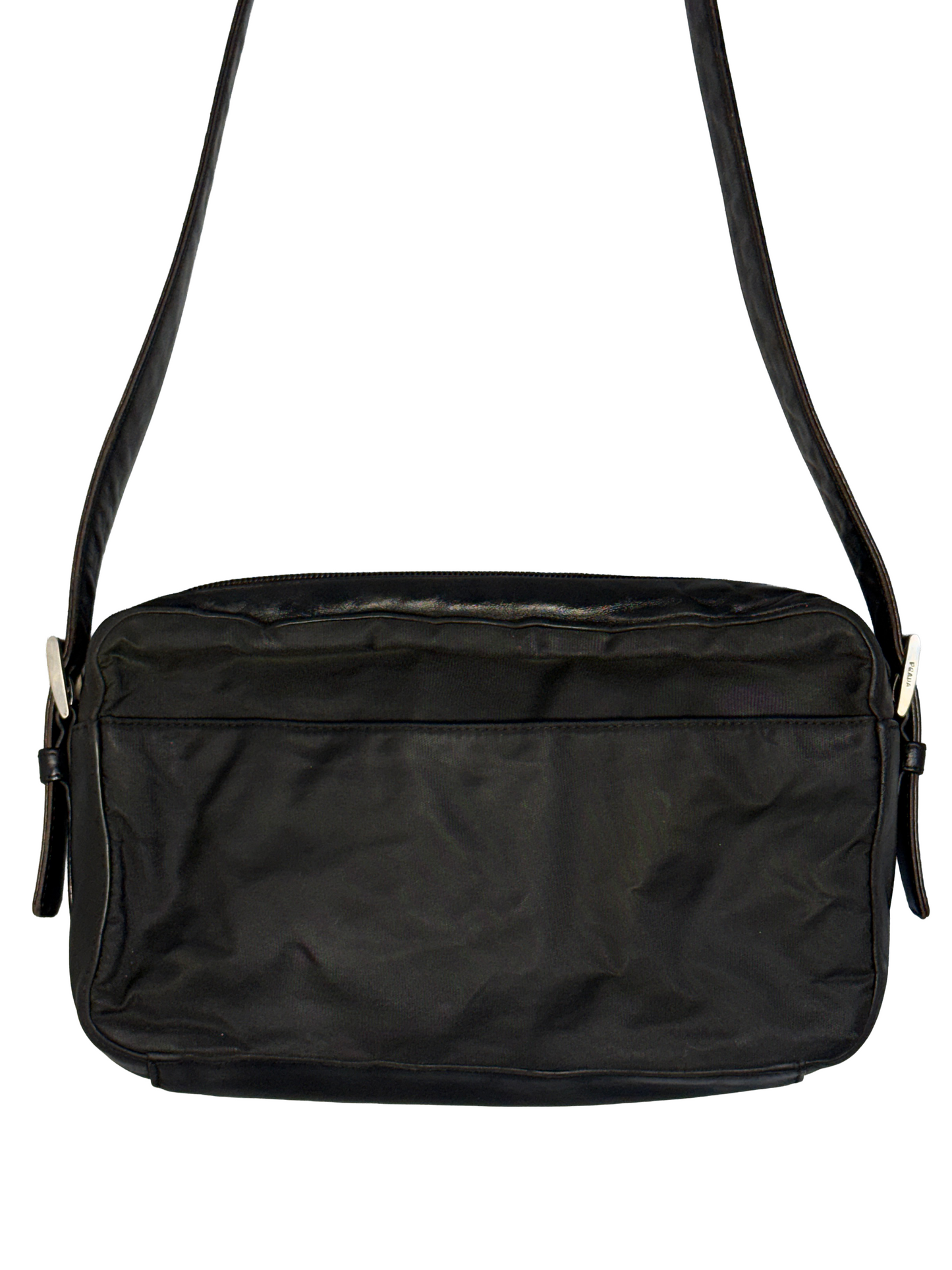 SAC PRADA – POCHETTE BANDOULIÈRE EN NYLON NOIR ET FINITIONS CUIR