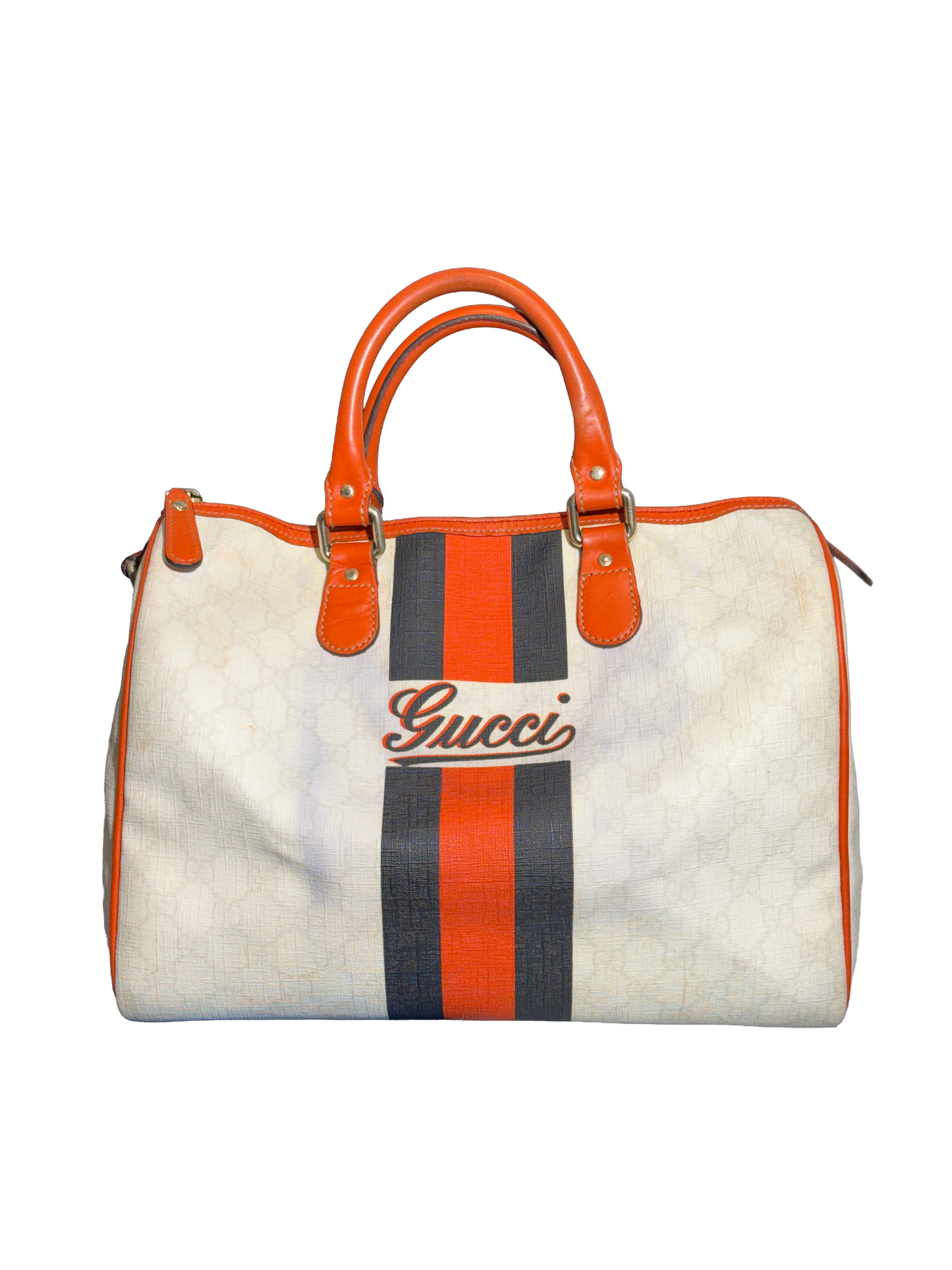 SAC BOSTON GUCCI - CUIR CAMEL & TOILE MONOGRAMME