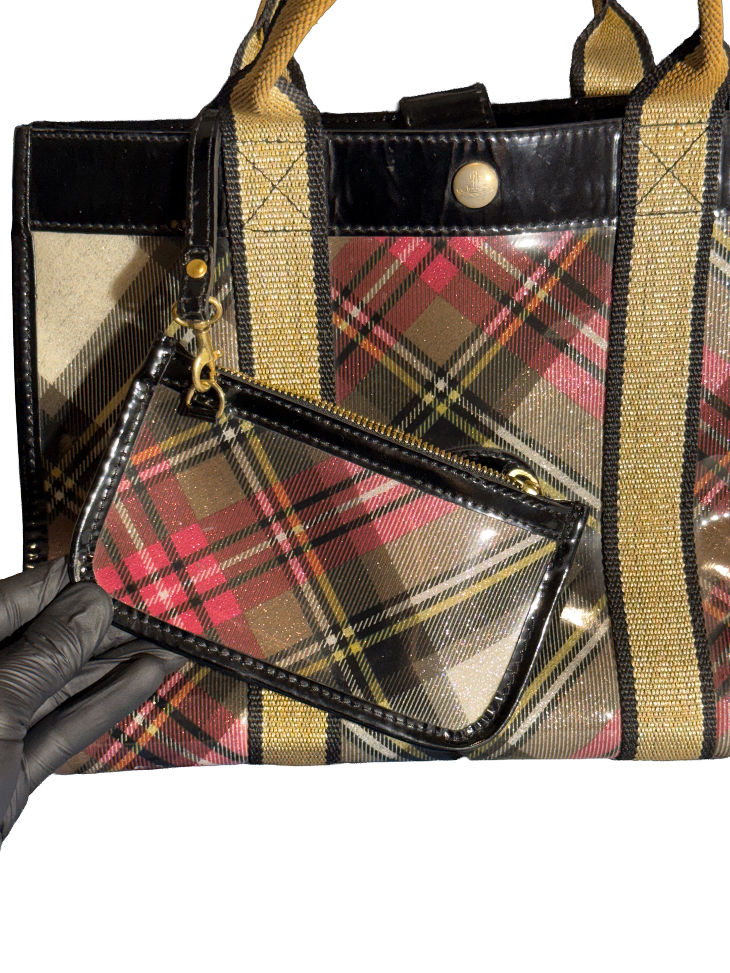 SAC CABAS VIVIENNE WESSTWOOD TARTAN VERNIS