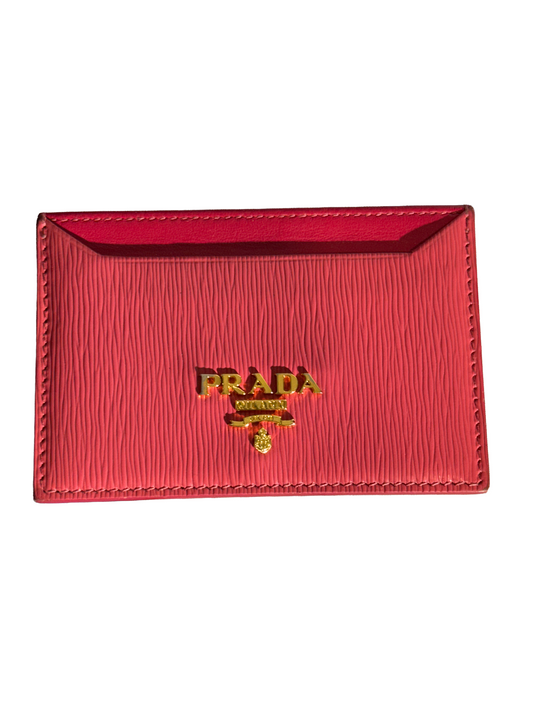 PORTE-CARTES PRADA - CUIR SAFFIANO ROSE
