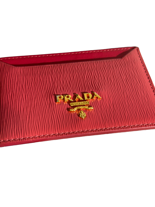 PORTE-CARTES PRADA - CUIR SAFFIANO ROSE