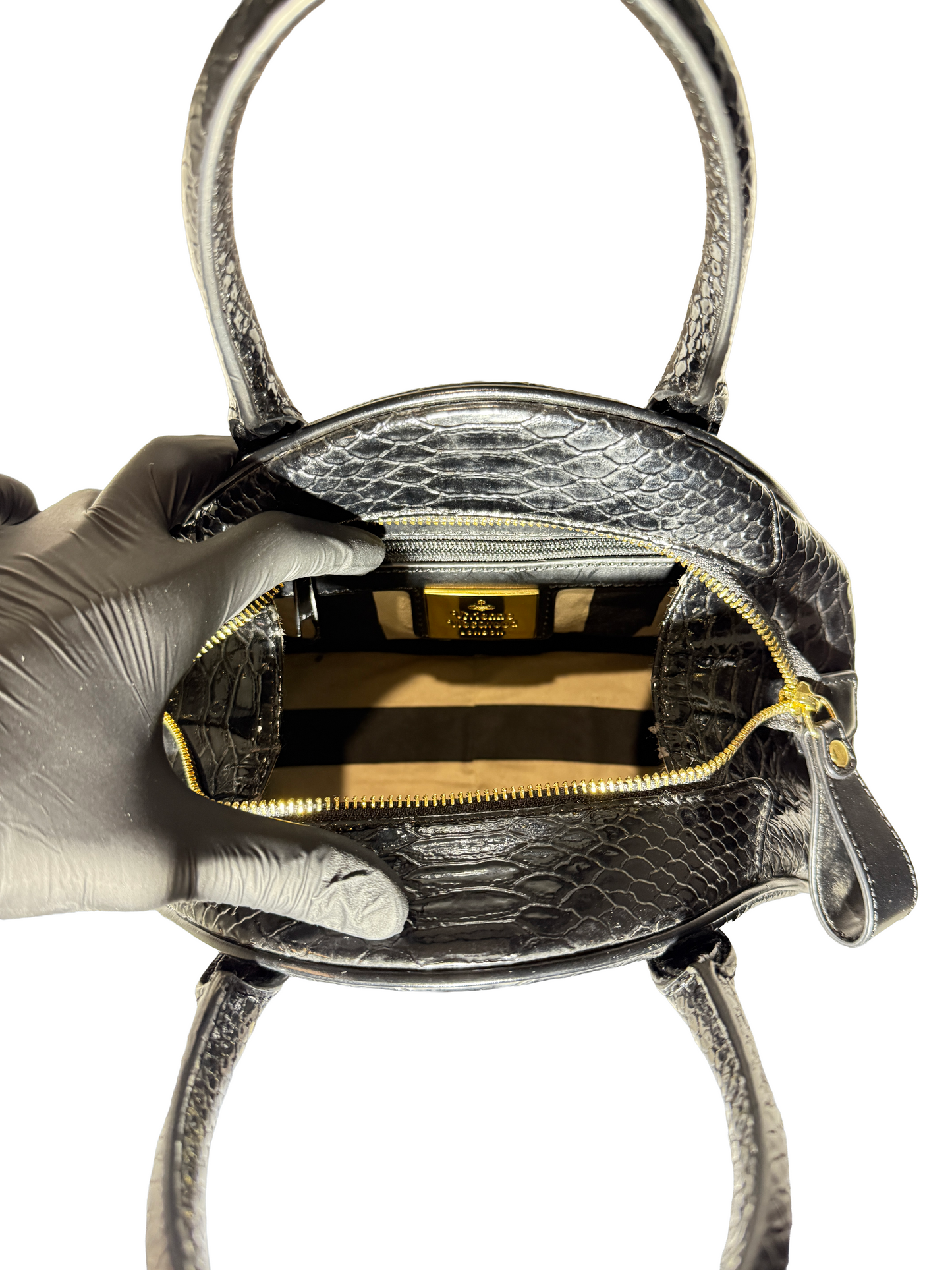 SAC A MAIN VIVIENNE WESTWOOD – BOWLING CUIR NOIR PYTHON