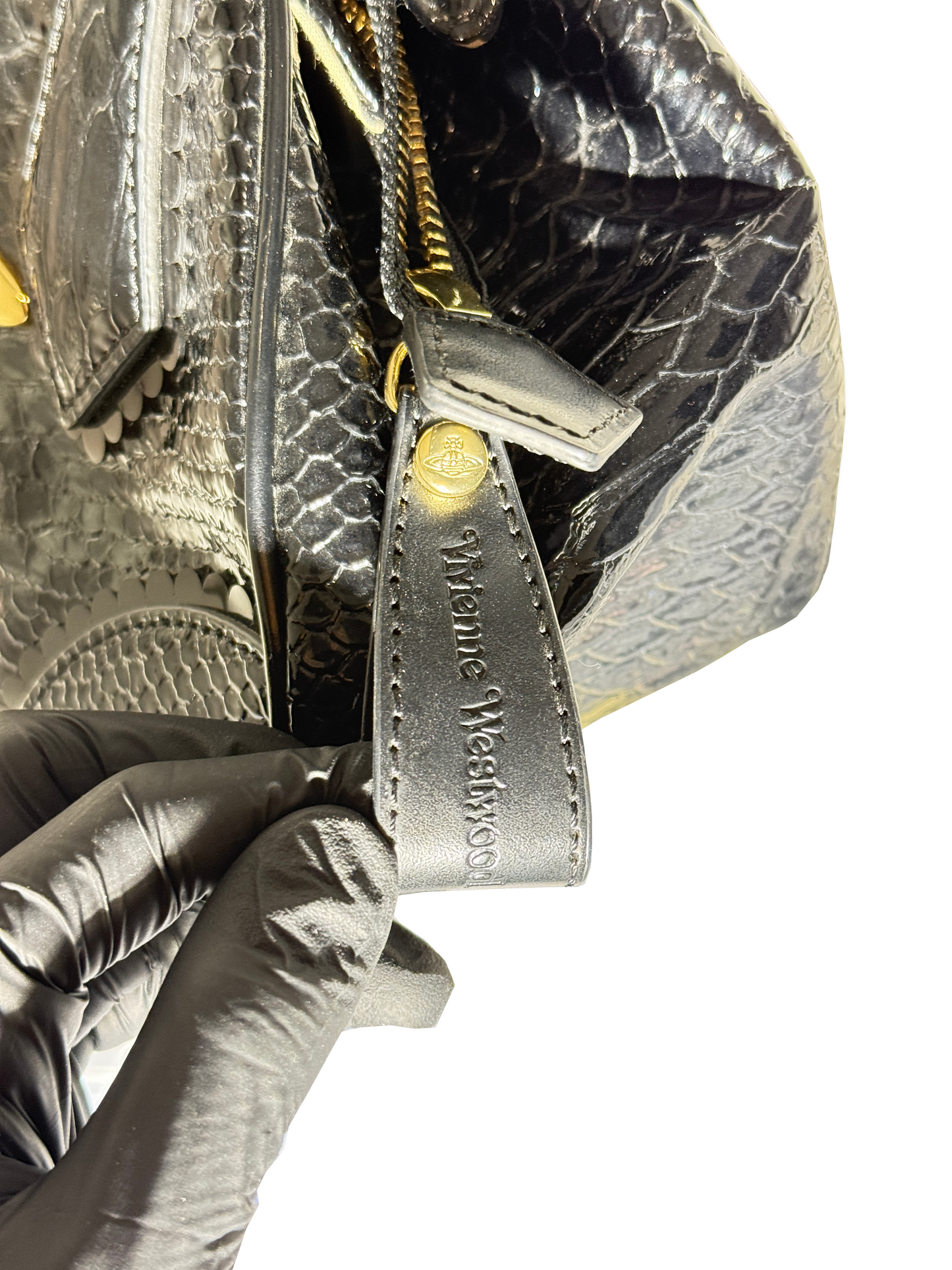 SAC A MAIN VIVIENNE WESTWOOD – BOWLING CUIR NOIR PYTHON